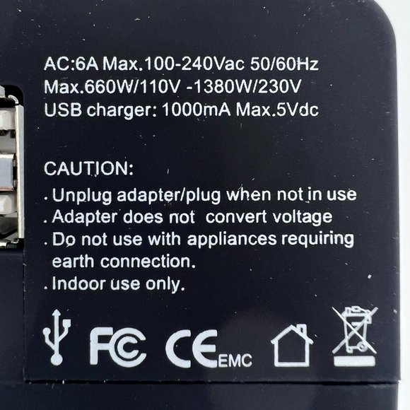 Travel Adapter with Dual USB Charger Black Supports USA Australia UK Europe NIB - Picture 6 of 12